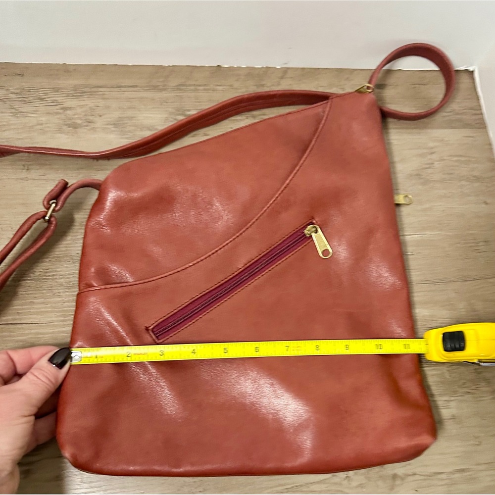 WASTED‎ BELT SEATTLE Pink Leather Crossbody Bag Adjustable Strap Zipper Pockets - Picture 9 of 10